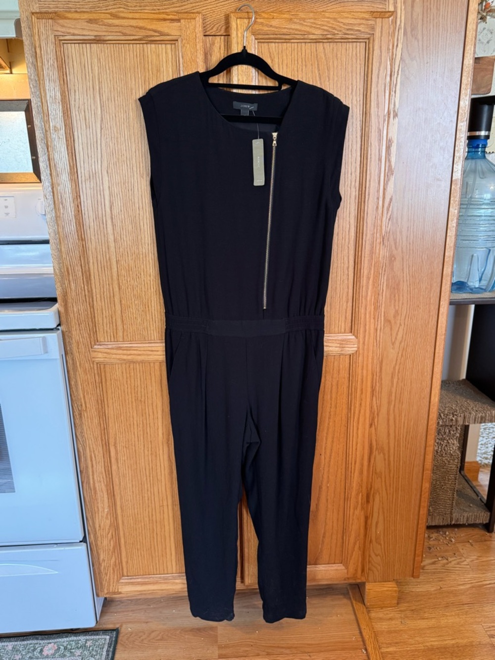 J. Crew Black Sleeveless Zip-Front Jumpsuit with Tailored Waist